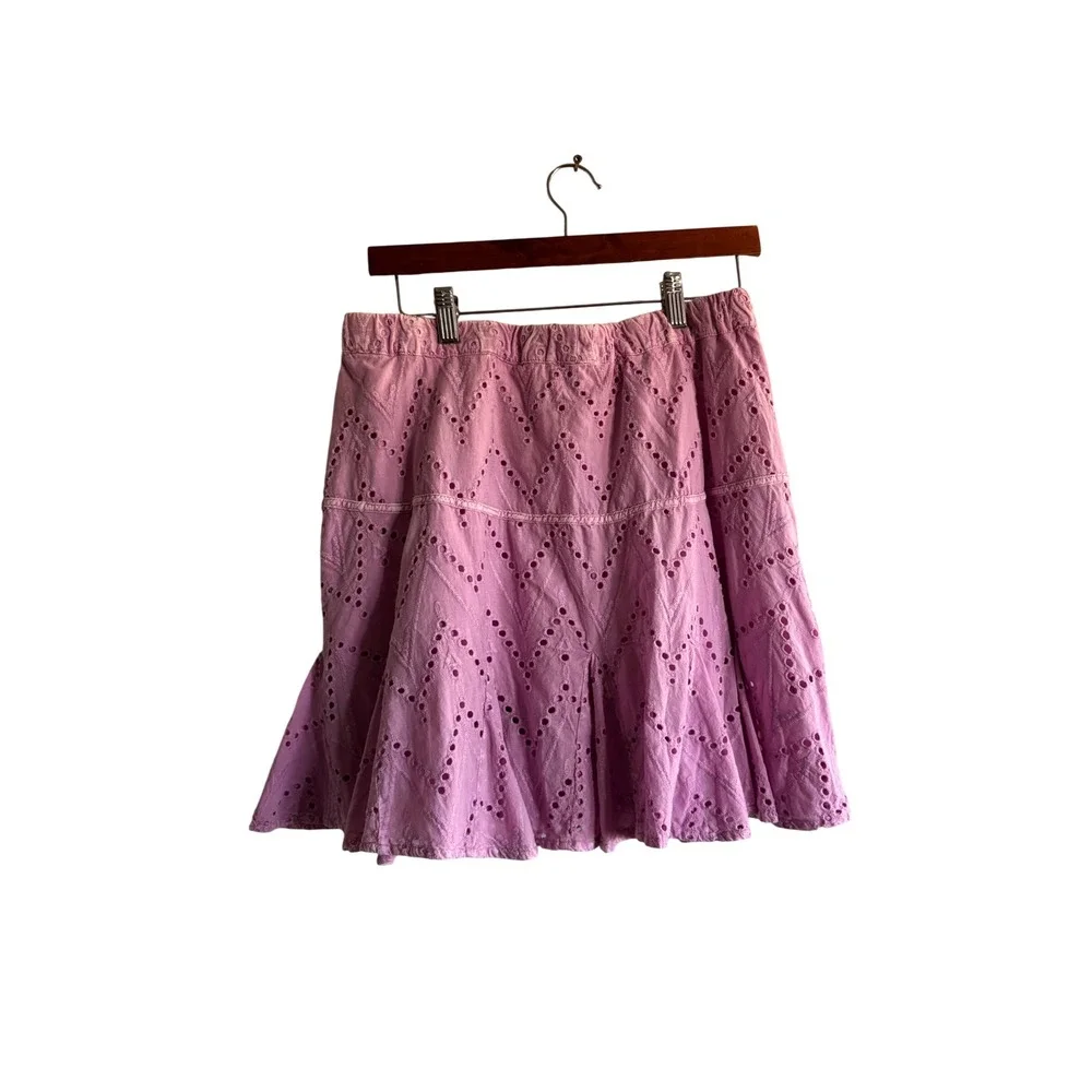 Easel Take A Stroll Eyelet Skirt Lilac Rose Purple Boho Mini Medium NWT